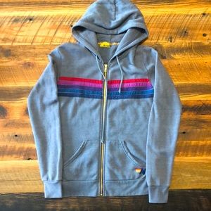 Aviator Nation 5 Stripe Full Zip Hoodie